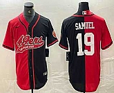 Men's San Francisco 49ers #19 Deebo Samuel Red Black Two Tone Cool Base Stitched Baseball Jersey,baseball caps,new era cap wholesale,wholesale hats
